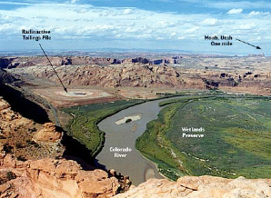Uranium tailing piles near Moab, UT